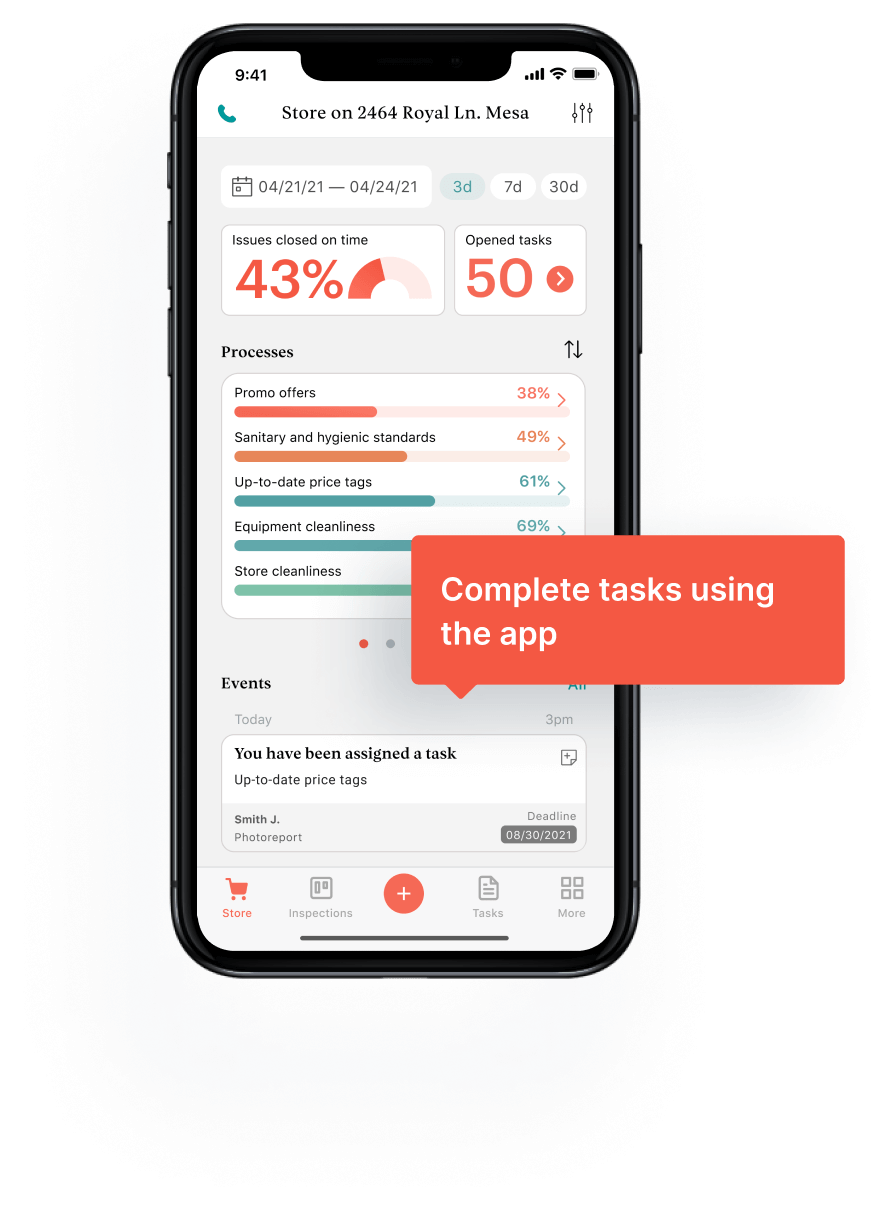 QVALON tasks mobile interface